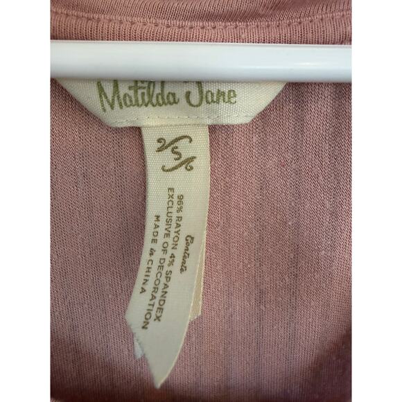 Matilda Jane Dusty Rose Ribbed Henley Top Long Sleeve Button Front Women’s S - Picture 4 of 6